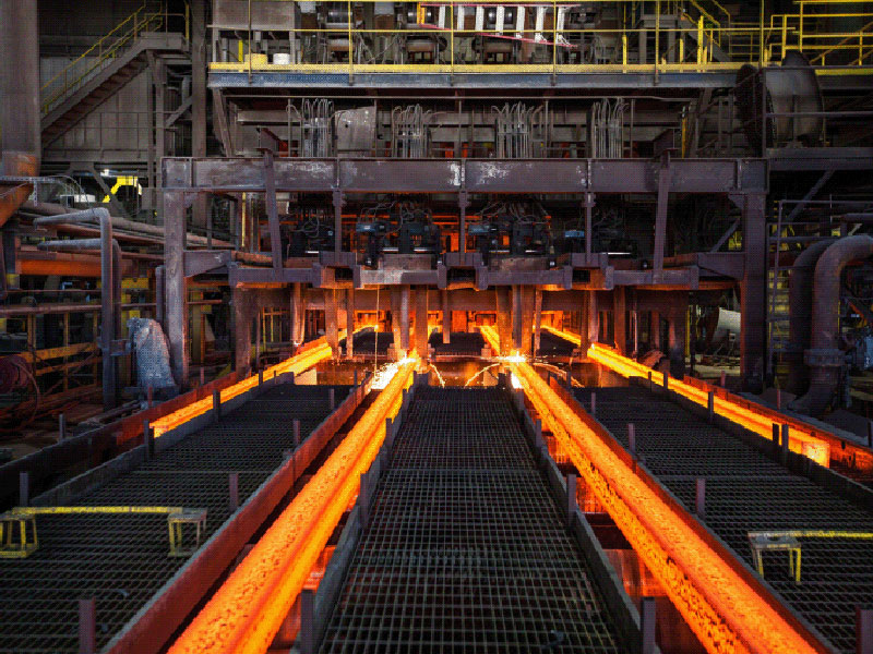 Gerdau steel manufacturing plant showing molten steel